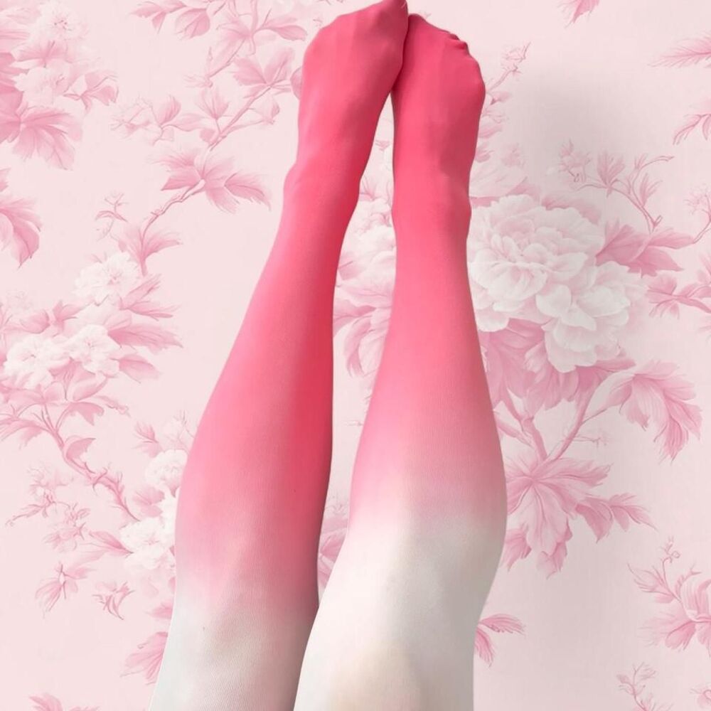 Pink Lace Ombre Over the Knee Stockings with Accent Gradient